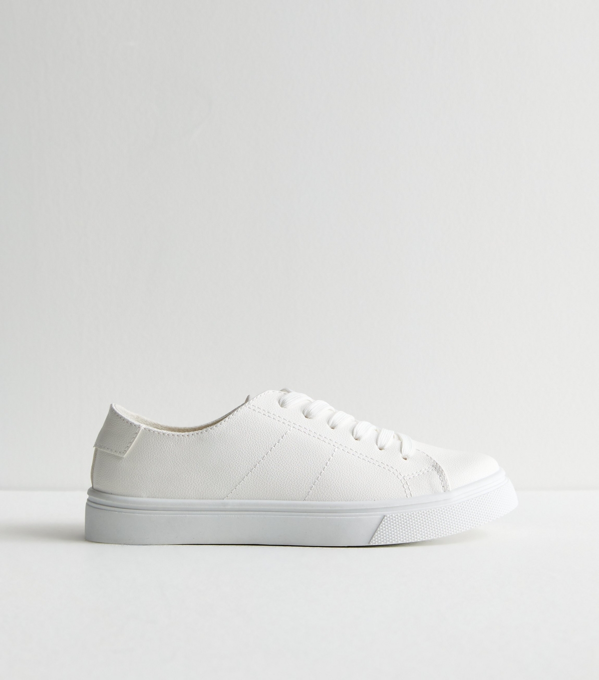 Women's White Leather-Look Trainers New Look