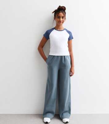 Girls Blue Wide Leg Joggers