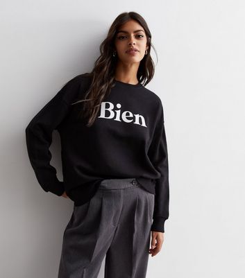Black Bien Logo Sweatshirt New Look