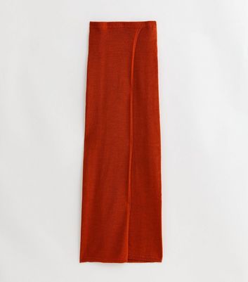 Rust Knit Wrap Maxi Beach Skirt New Look