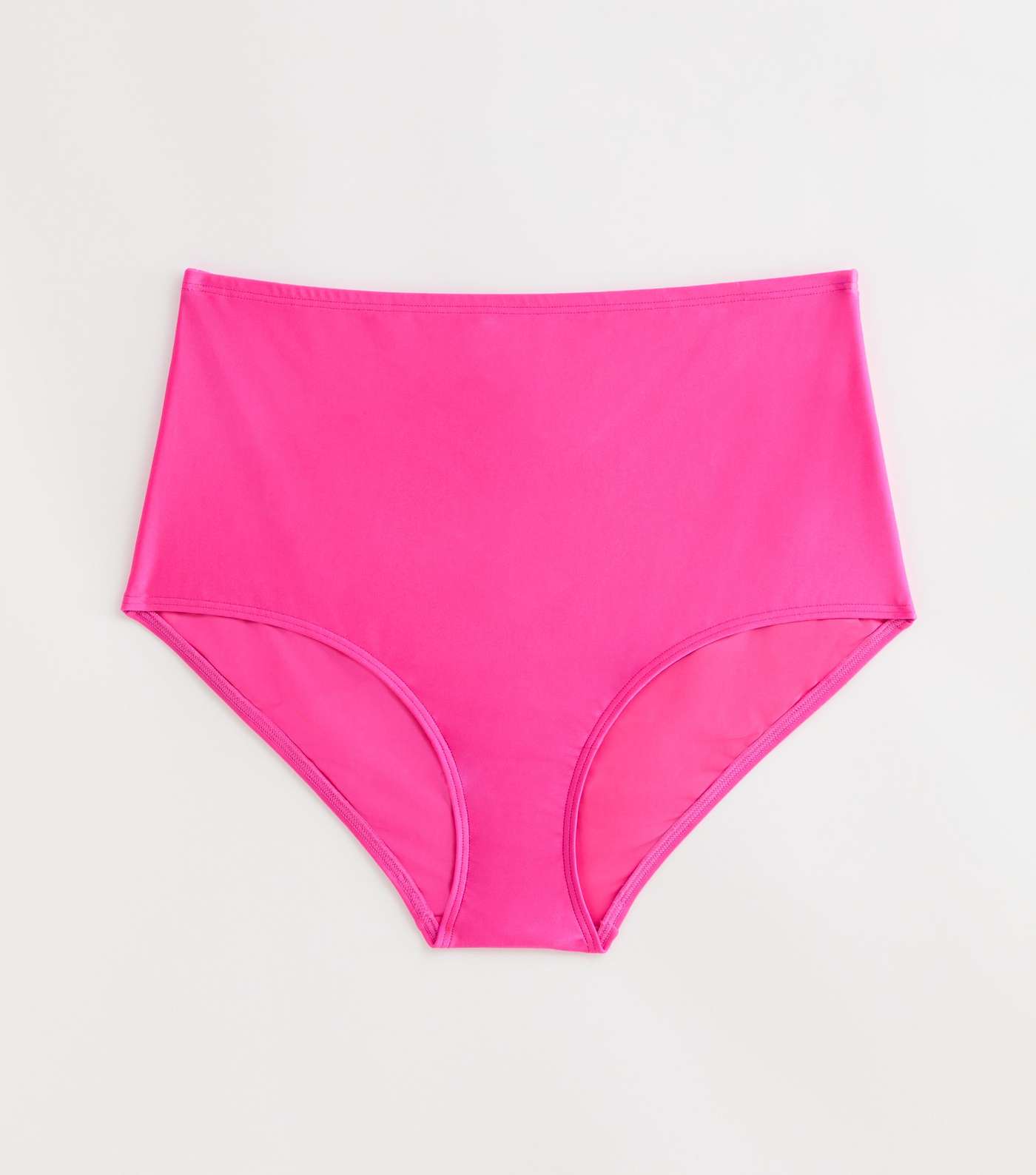 Curves Bright Pink High Waist Bikini Bottoms Image 5