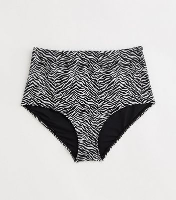 Curves Black Zebra Print High Waist Bikini Bottoms New Look