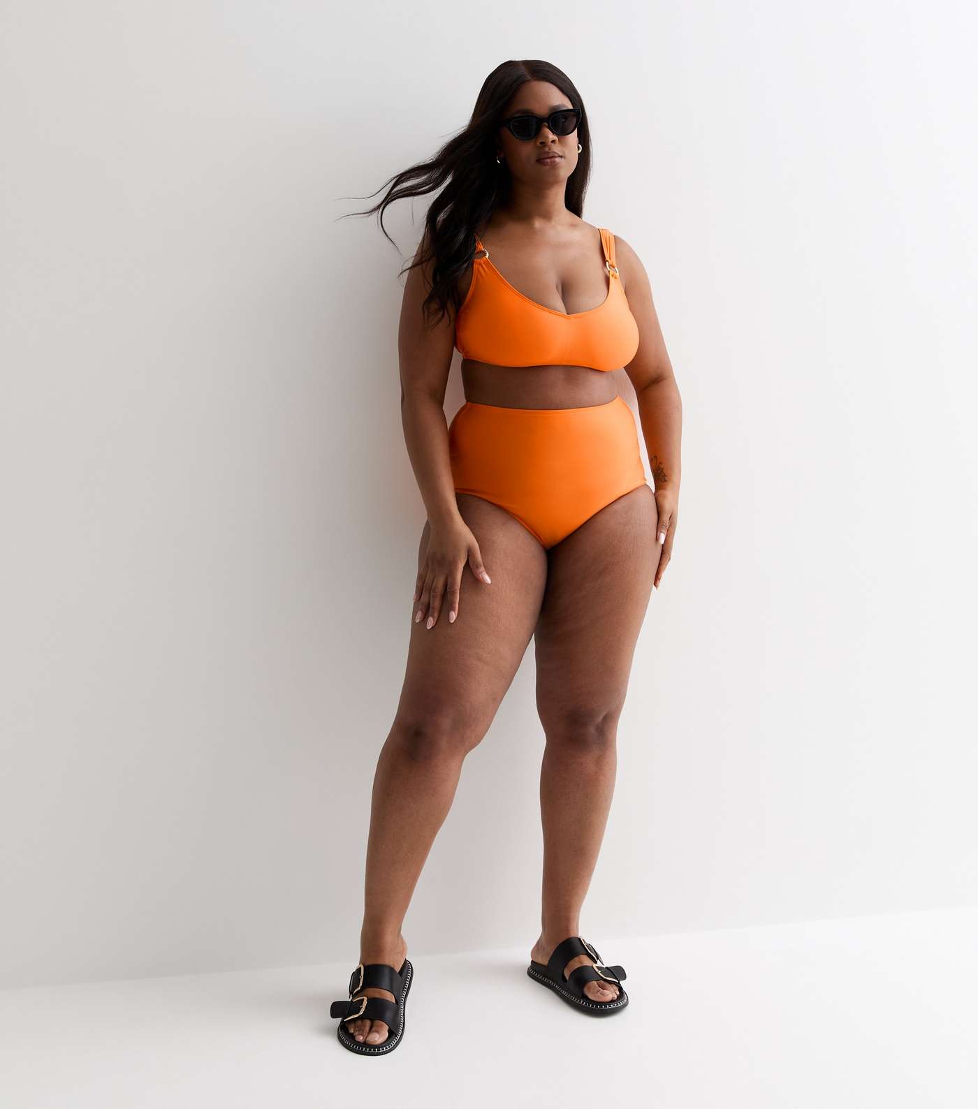 Curves Bright Orange Scoop Neck Bikini Top Image 3