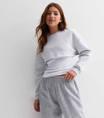 Girls Grey 2-in-1 Crop Vest Sweatshirt