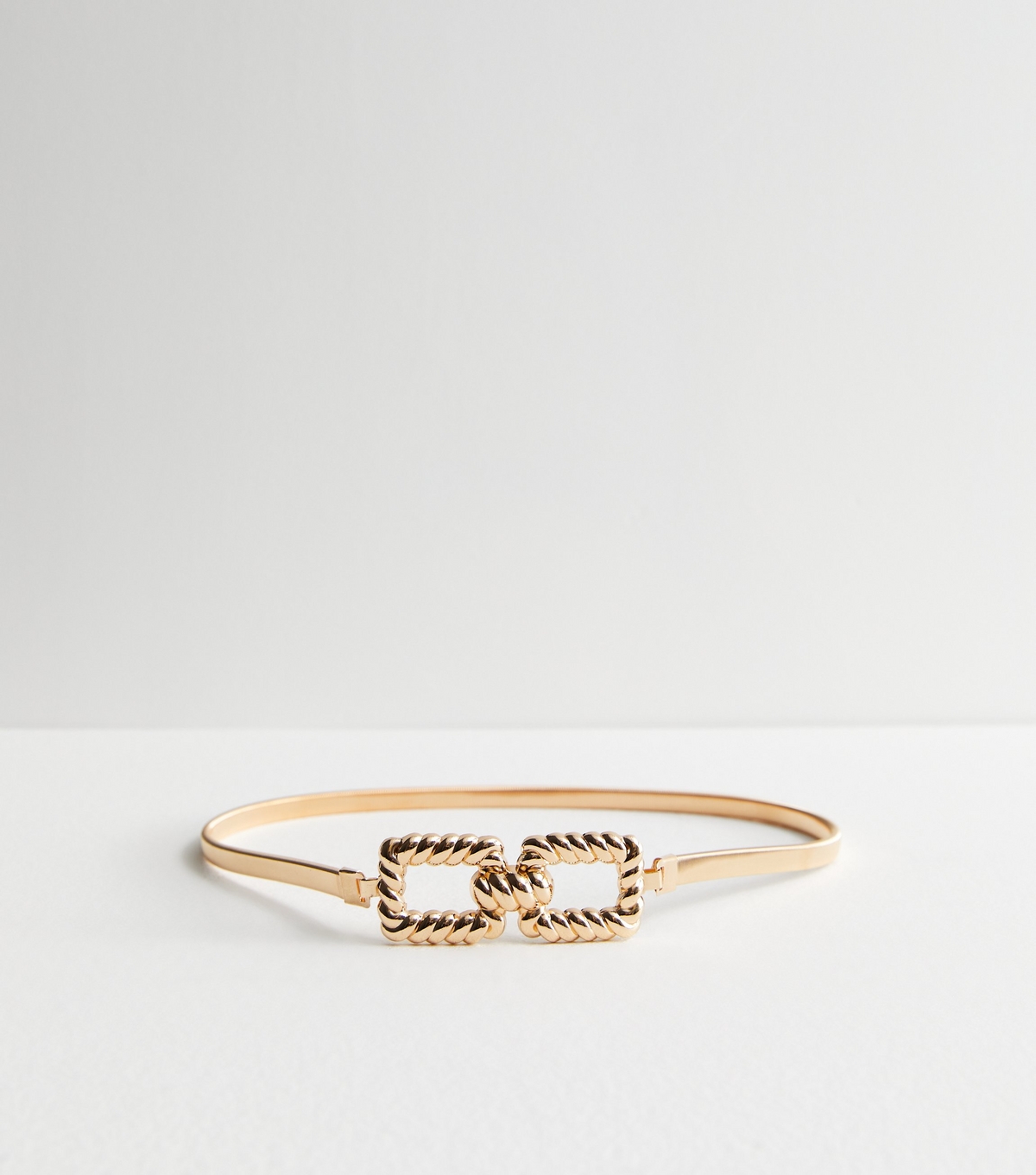 Gold Square Buckle Slinky Belt New Look