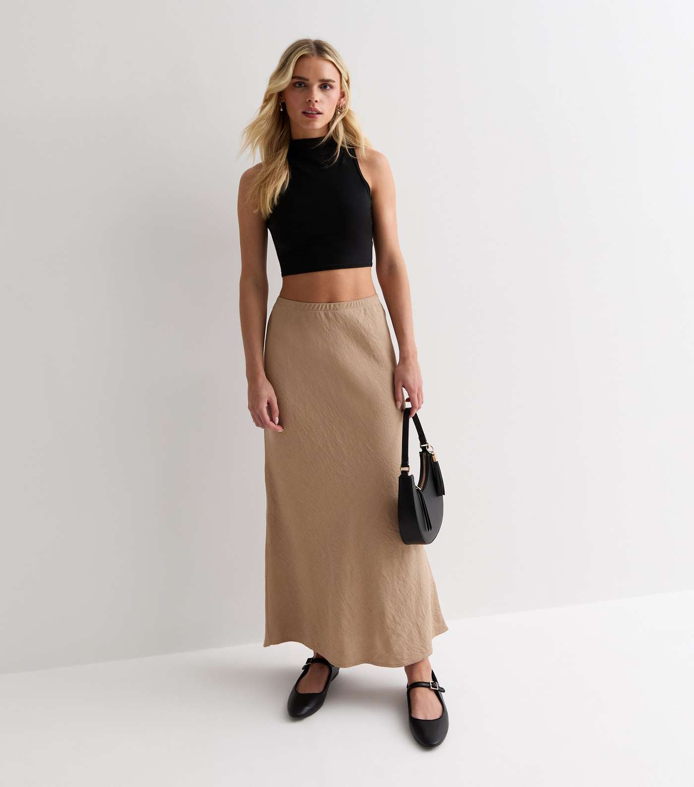 Petite Stone Textured Midi Skirt Image 3