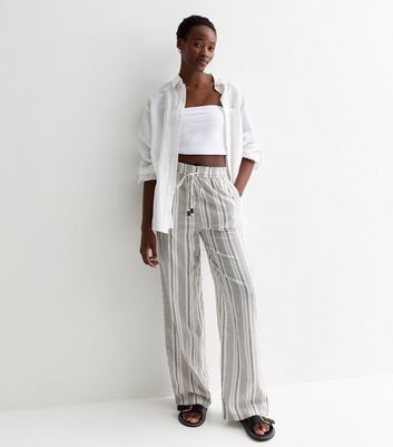 Buy AG Ankle Length Relaxed Unisex White Cotton Blend Trousers with  Elasticated Waistband Drawstring Size S at Amazon.in