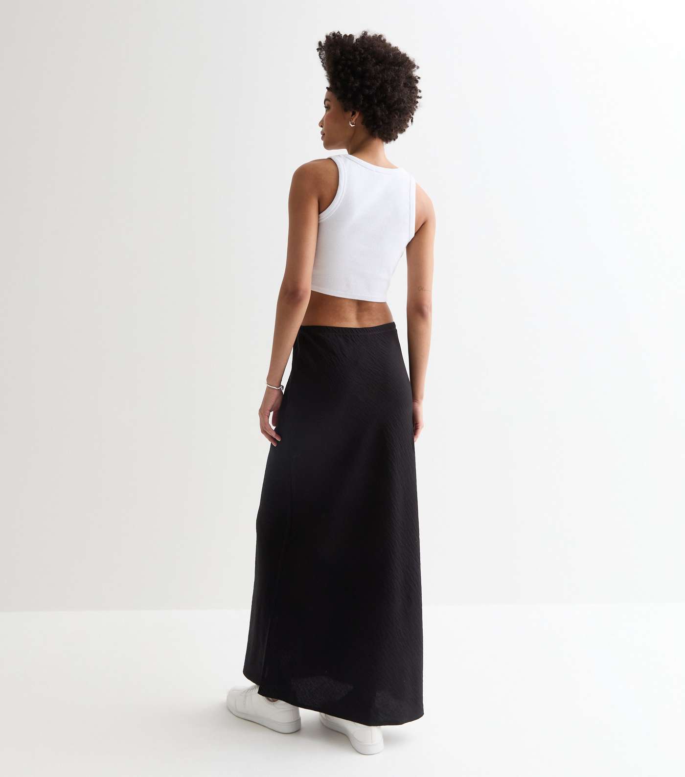 Tall Black Textured Midi Skirt Image 4