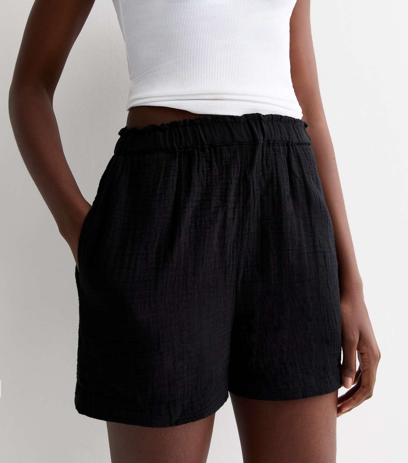 Tall Black Double Cloth Shorts Image 2