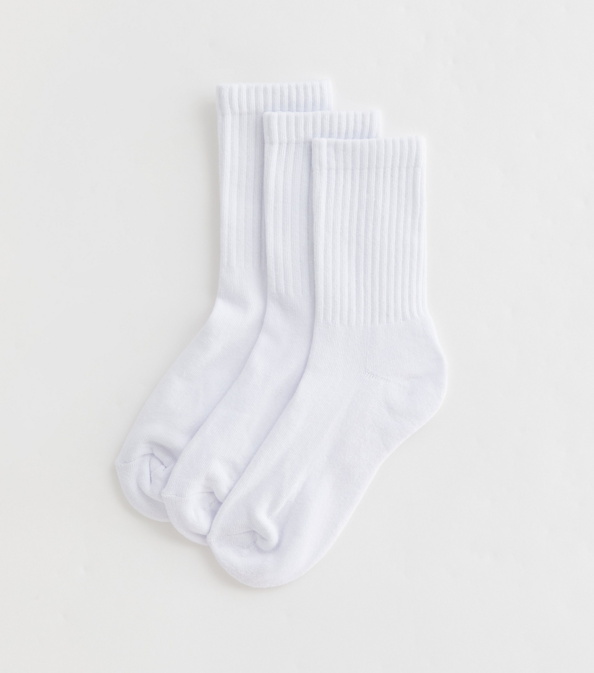 3 Pack White Ribbed Tube Socks New Look