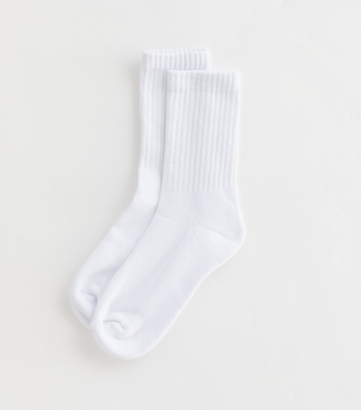 White Ribbed Tube Socks New Look