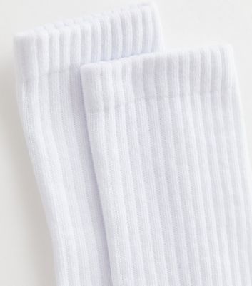 White Ribbed Tube Socks New Look