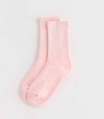 Light Pink Ribbed Tube Socks