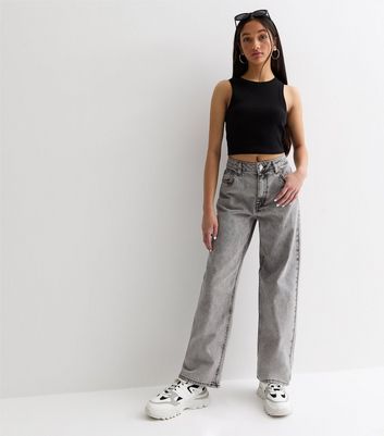 Girls Grey Wide Leg Jeans New Look