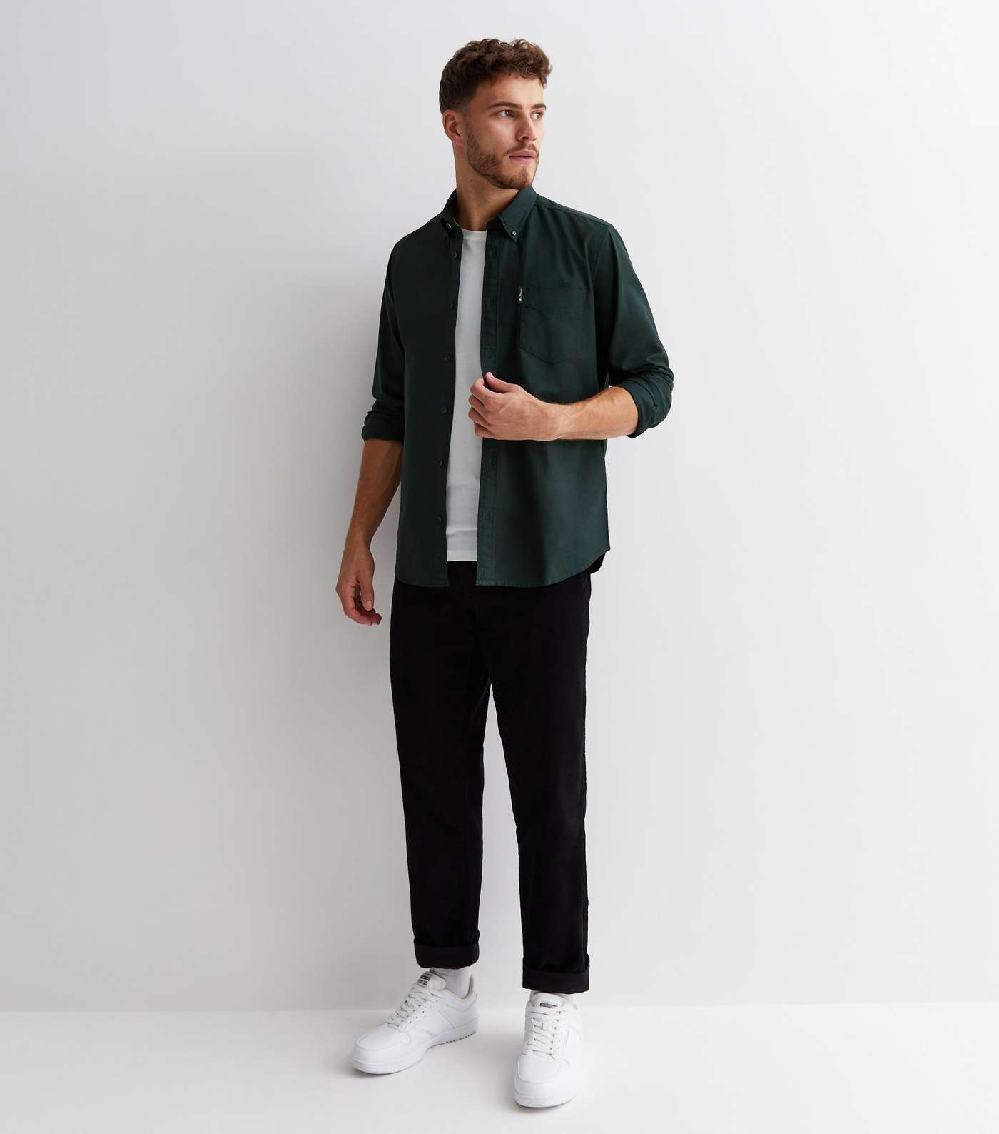 Ben Sherman Dark Green Cotton Long Sleeve Oxford Shirt Image 3