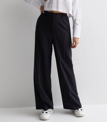 BOSS - Pinstriped straight-leg trousers in a wool blend