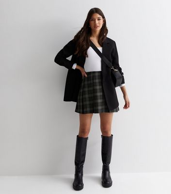 Grey check clearance pleated mini skirt