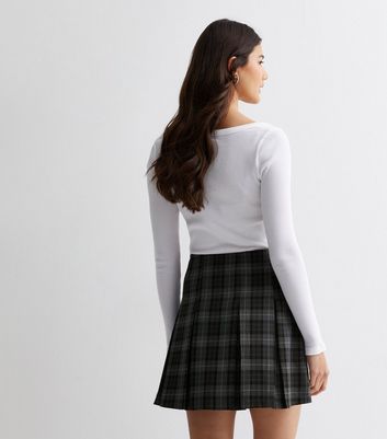 Check pleated 2024 mini skirt uk