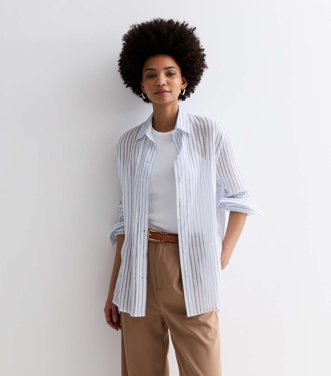 Tall Blue Stripe Cotton Long Sleeve Shirt