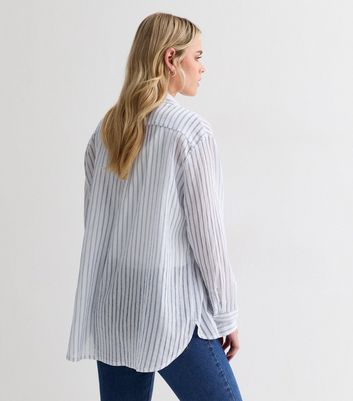 Petite Blue Stripe Cotton Long Sleeve Shirt New Look