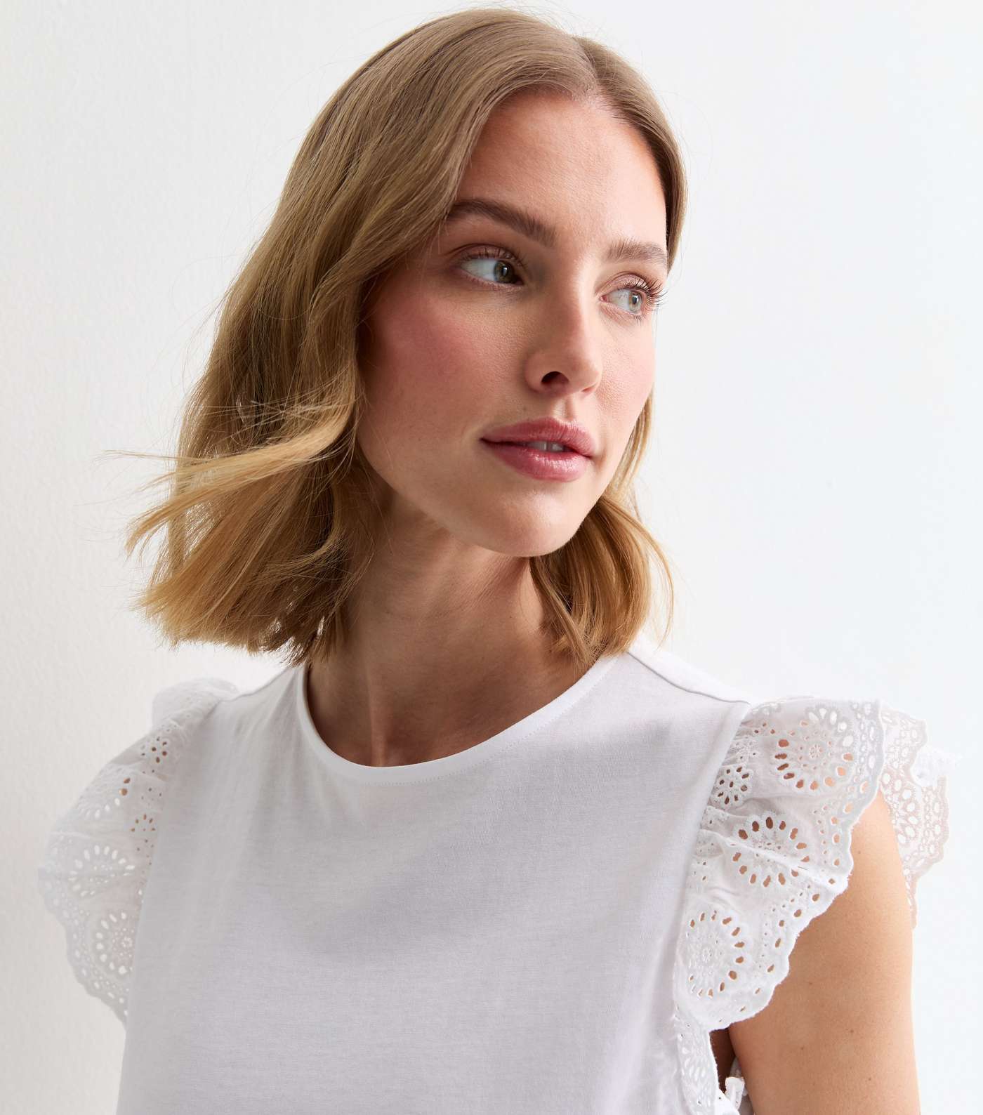 Maternity White Broderie Frill Sleeve Top Image 2