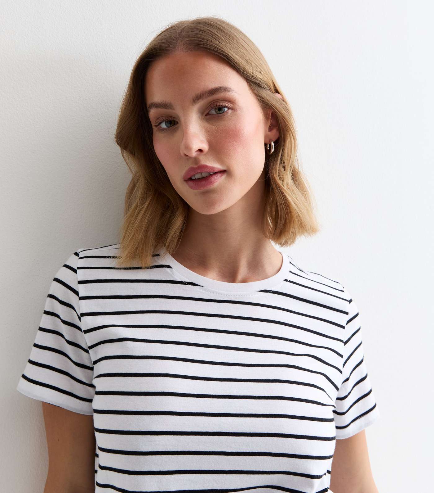 Maternity White Stripe Cotton T-Shirt Image 2