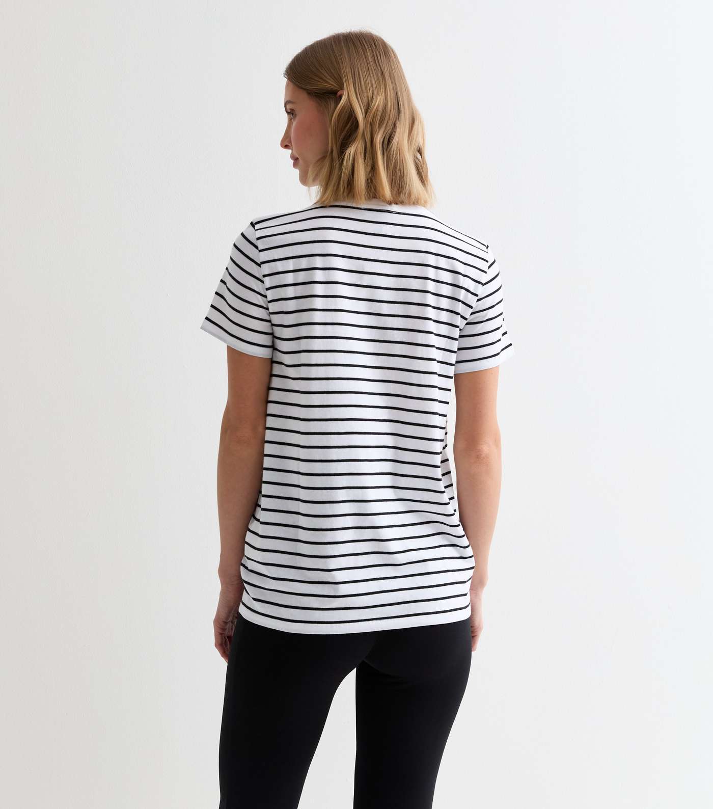 Maternity White Stripe Cotton T-Shirt Image 4