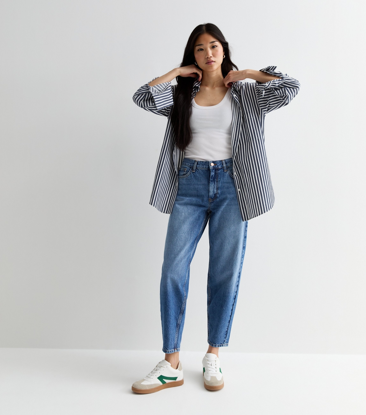 Women's Blue High Waist Barrel Leg Jeans New Look