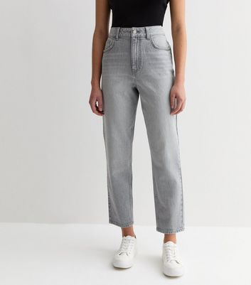 Pale Grey High Waist Mom Jeans | New Look