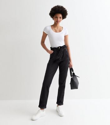 Tall Black Paperbag High Waist Dayna Tapered Jeans New Look