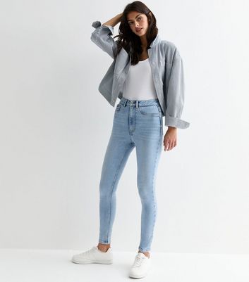 Pale Blue High Waist Hallie Super Skinny Jeans New Look