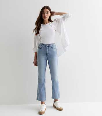 Pale Blue Melody Flared Crop Jeans