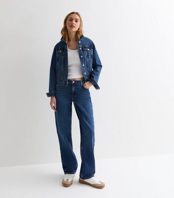 Blue Mid Rise Baggy Dad Jeans New Look