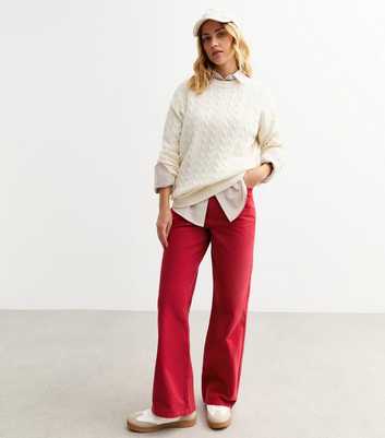 Red Adalae High-Waist Wide Leg Jeans