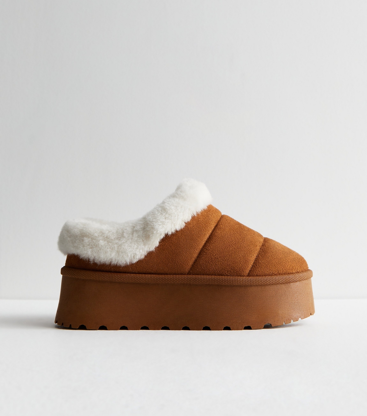 Women's Truffle Tan Faux Fur Trim Slipper Boots New Look