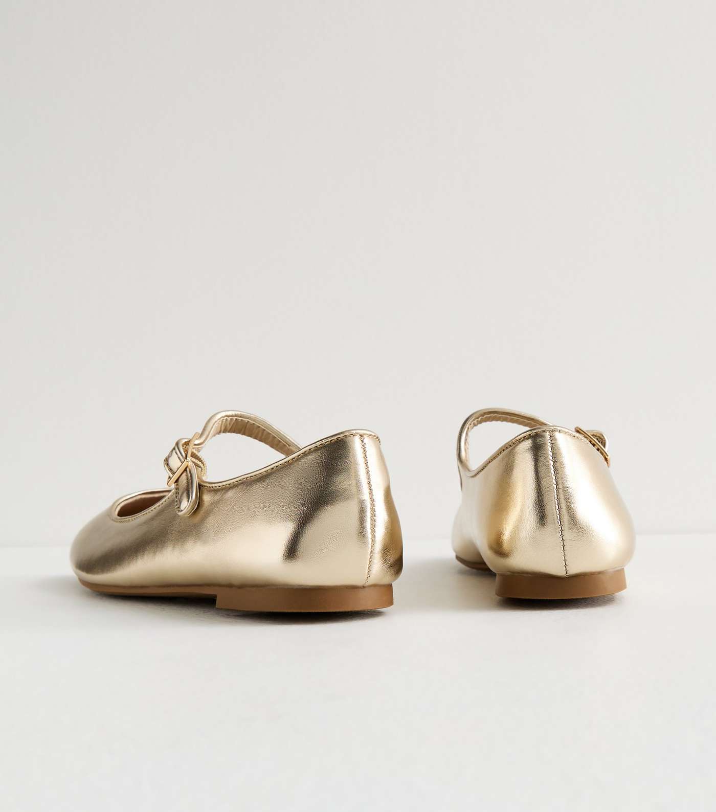 Gold Strappy Mary Jane Ballerina Pumps Image 4