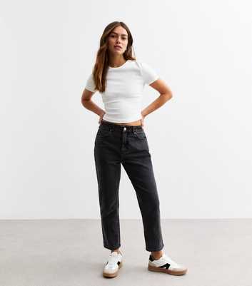 Petite Black Ankle Grazing Hannah Straight Leg Jeans