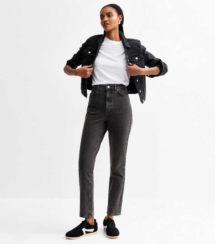 Tall Washed Black Hannah Straight Leg Jeans