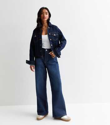 Petite Blue High Waist Adalae Wide Leg Jeans 