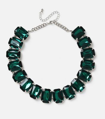 WFTW Rogue chunky necklace with green crystal pendant in gold | ASOS