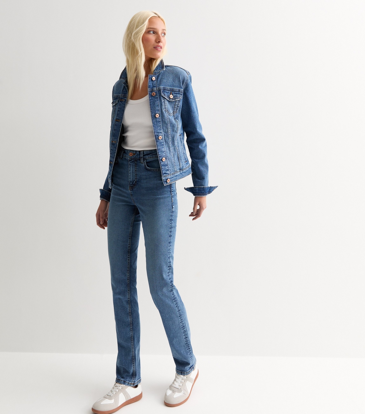 Women's Tall Blue Full Length Slim Stretch Denim Jeans New Look