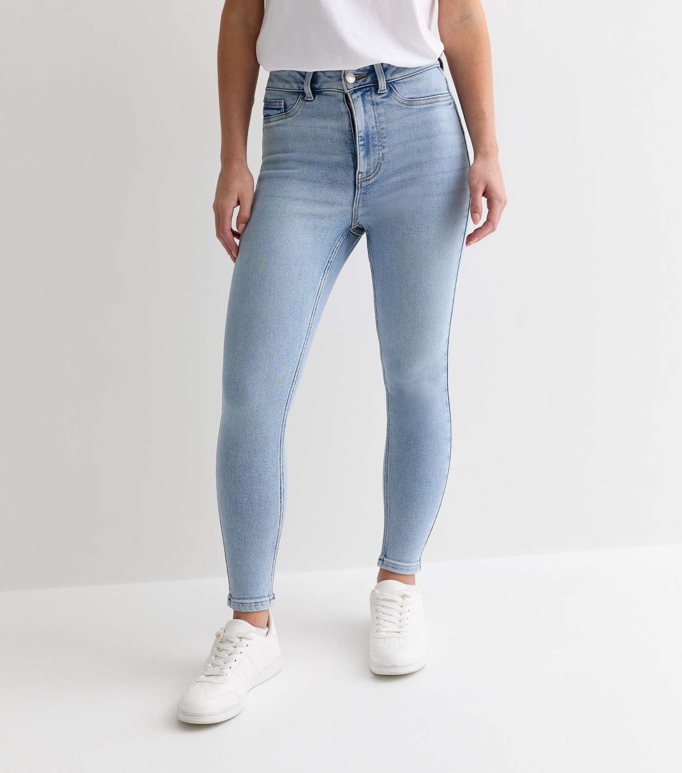 Petite Pale Blue High Waist Super Skinny Hallie Jeans Image 2