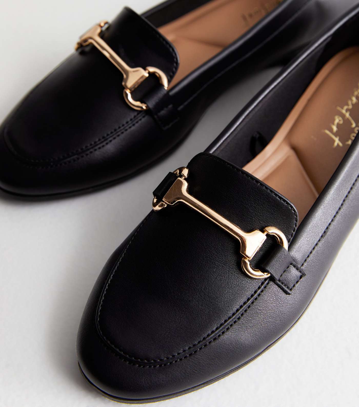 Black Leather-Look Snaffle Trim Loafers Image 5