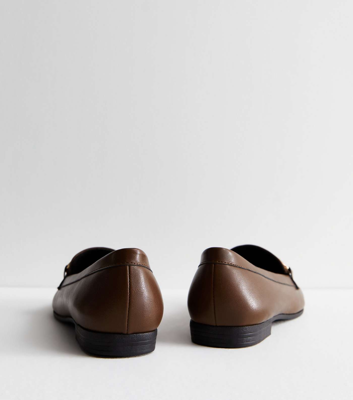 Brown Leather-Look Snaffle Trim Loafers Image 4