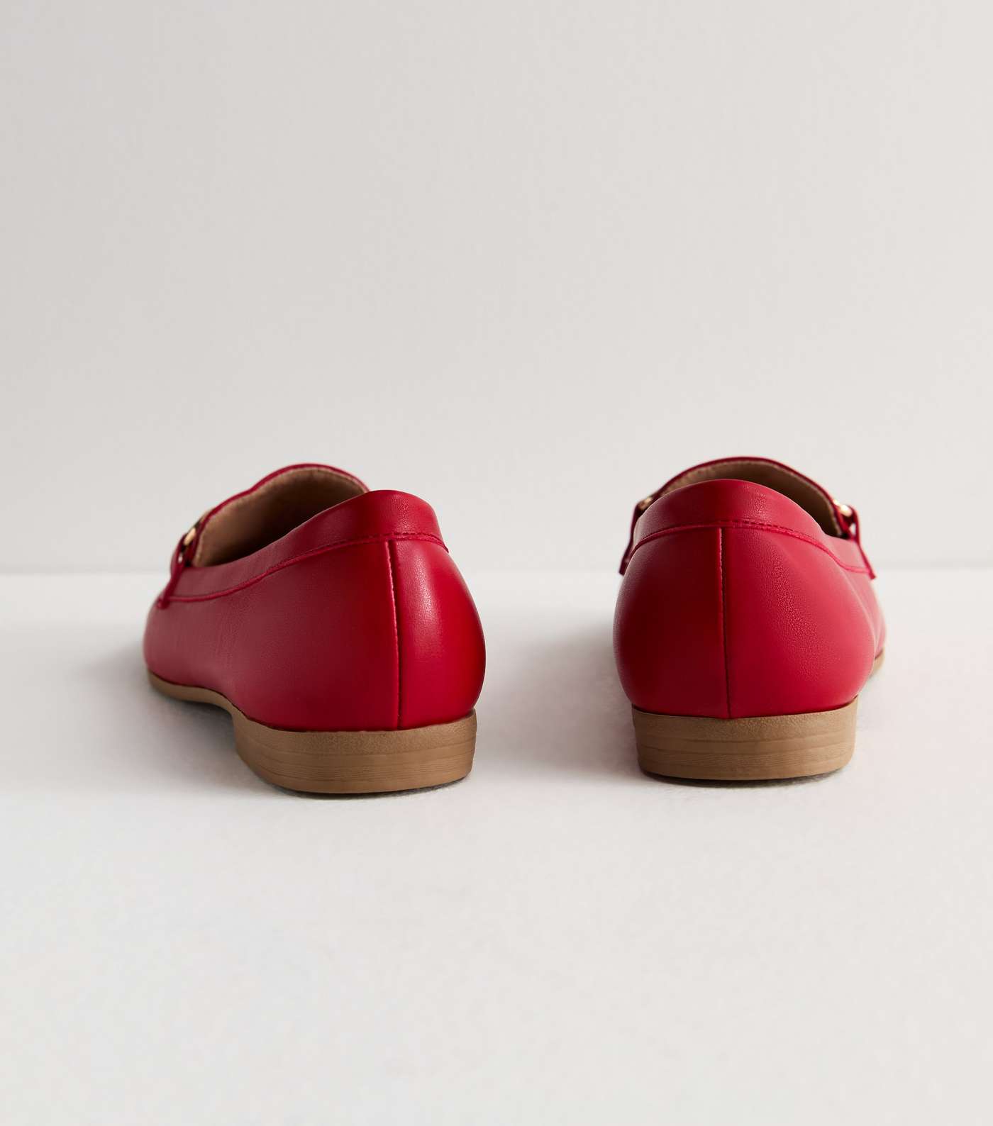 Red Leather-Look Snaffle Trim Loafers Image 4