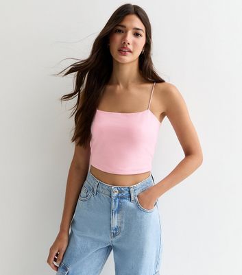 Pink Strappy Crop Top New Look