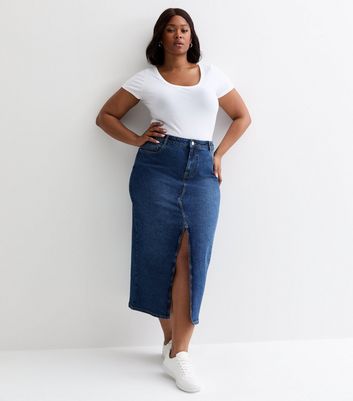 Denim midi skirt queen size best sale