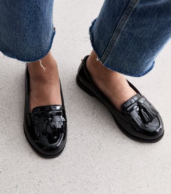 Extra Wide Fit Black Patent Loafers New Look