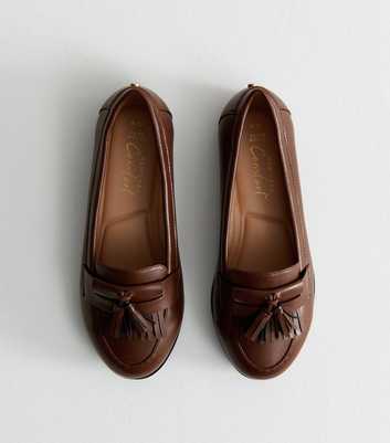Extra Wide Fit Brown Tassel Detail Loafers