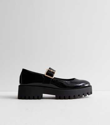 Black Patent Chunky Mary Jane Shoes